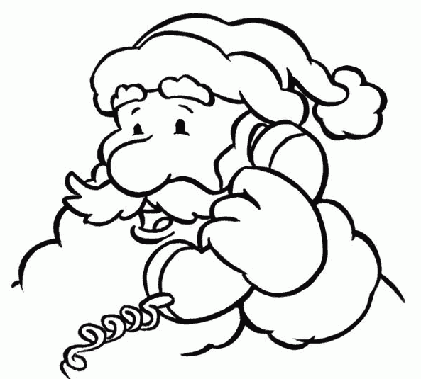 Mikołaj rozmawia przez telefon kolorowanka do druku